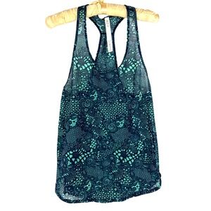 Lululemon Tank Top Shirt Women's 2 Racerback Blouse Activewear Gym Teal LKNU
